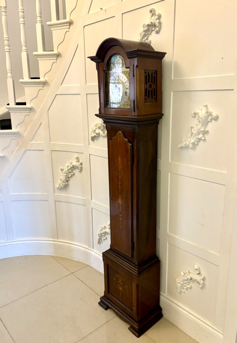 Antique Edwardian Inlaid Mahogany Longcase Clock